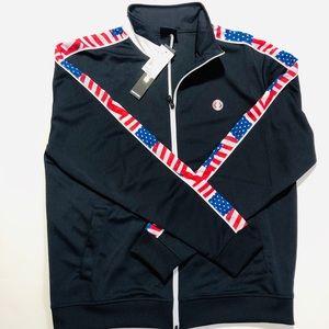 WT02 Athletic Track Jacket, Navy USA American Flag